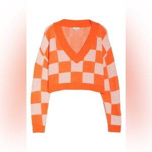 BP Orange Checker Cropped Sweater